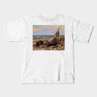 The Fishing Boat by Gustave Courbet Kids T-Shirt